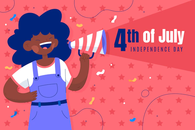 Free Vector | Hand drawn 4th of july background with woman