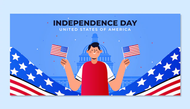 Free Vector | Gradient 4th of july banner with american man