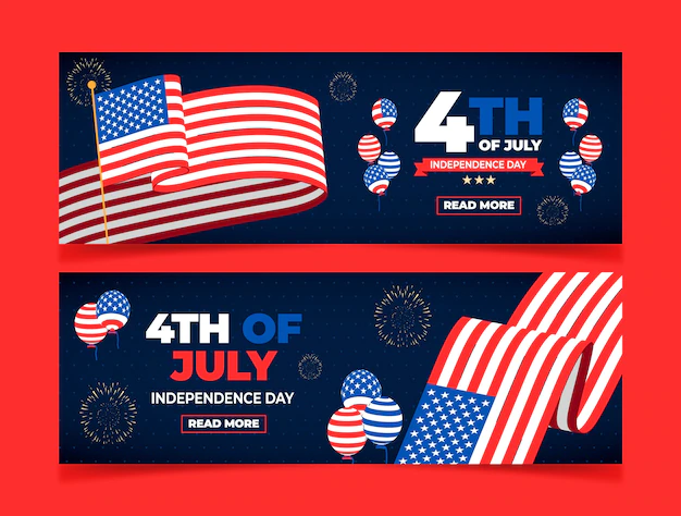 Free Vector | Hand drawn 4th of july banners with flags