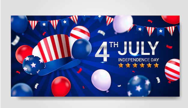 Free Vector | Gradient 4th of july banner with balloons