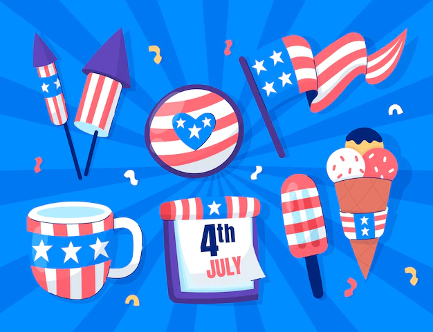 Free Vector | Hand drawn 4th of july element collection