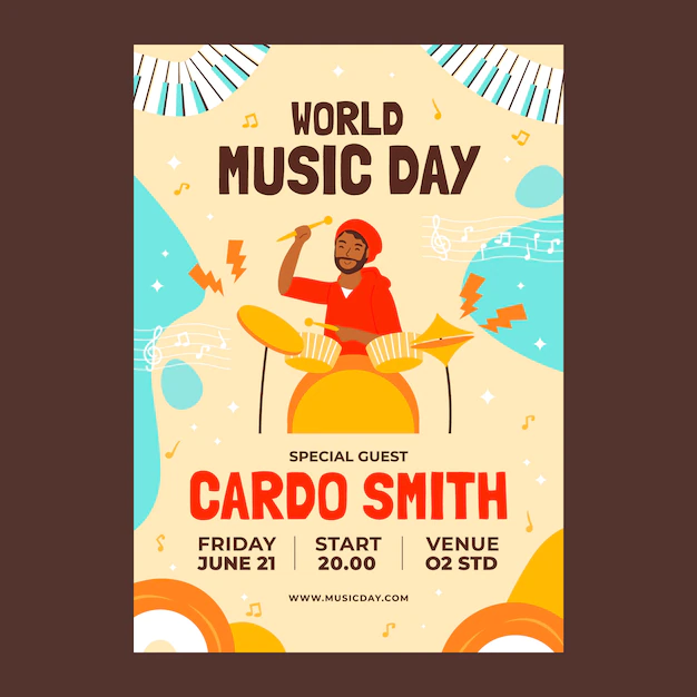 Free Vector | Hand drawn world music day flyer template