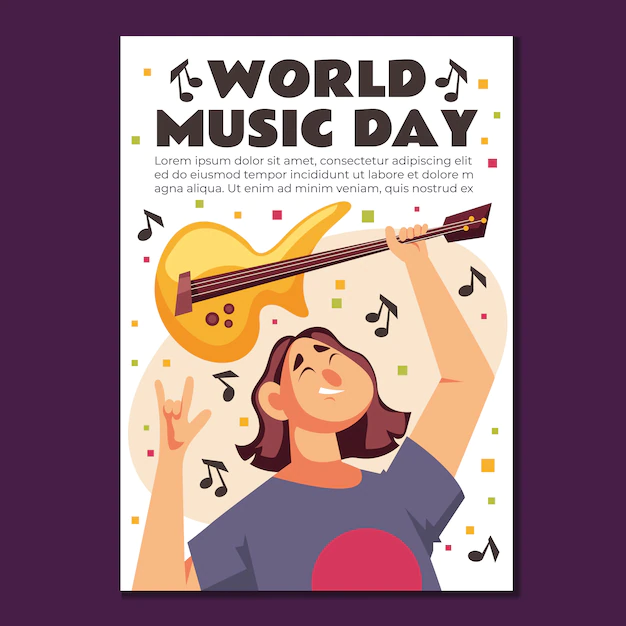 Free Vector | Hand drawn world music day flyer template