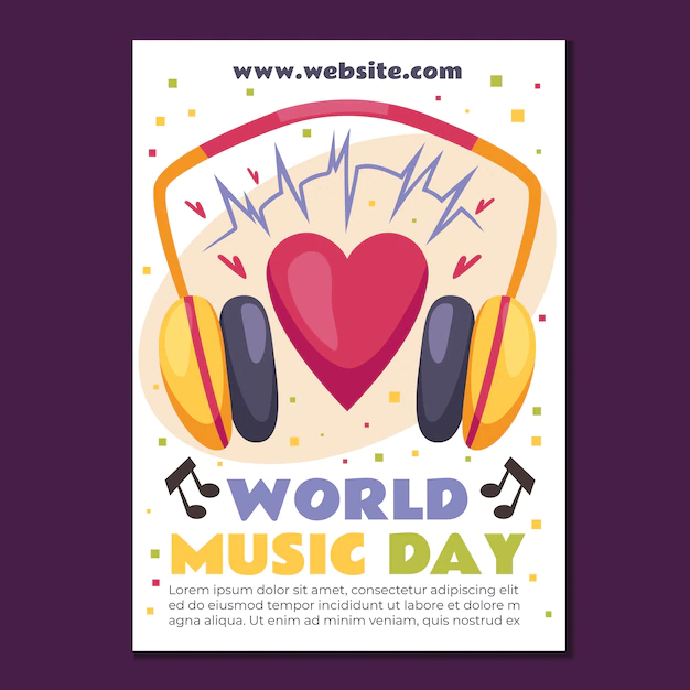 Free Vector | Hand drawn world music day flyer template