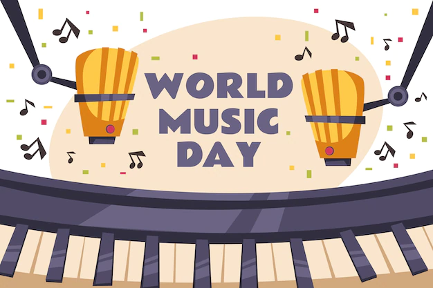 Free Vector | Hand drawn world music day background