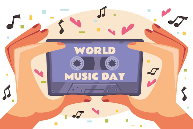Free Vector | Hand drawn world music day background