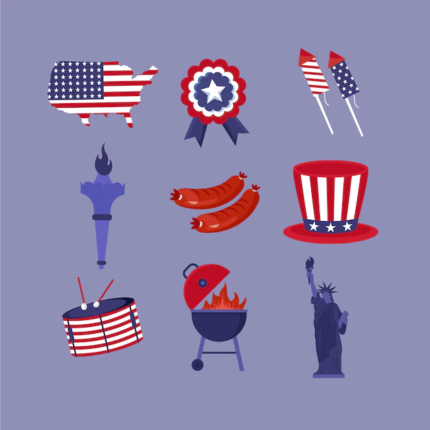 Free Vector | Realistic 4th of july element collection