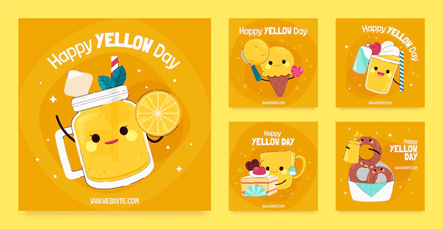 Free Vector | Hand drawn yellow day instagram post