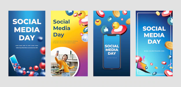 Free Vector | Social media day instagram stories template