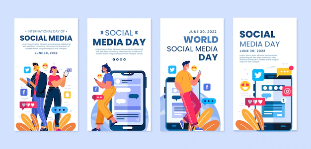 Free Vector | Social media day instagram stories template