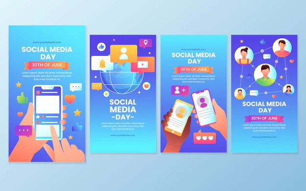 Free Vector | Social media day instagram stories template