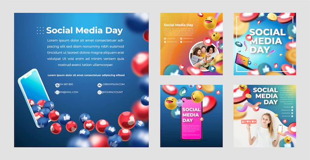 Free Vector | Social media day instagram stories template