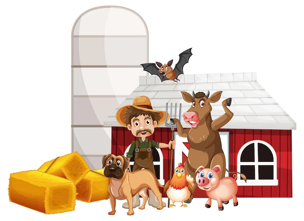 Free Vector | Farming theme with many animals