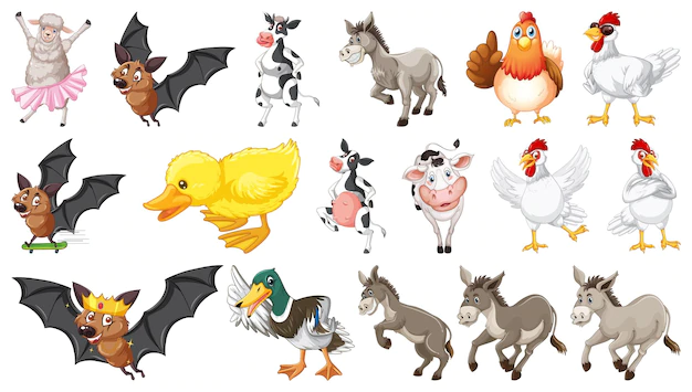 Free Vector | Farm animals on white background