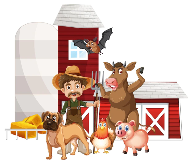 Free Vector | Farming theme with farmer and animals
