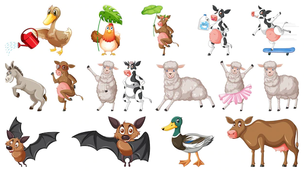 Free Vector | Farm animals on white background