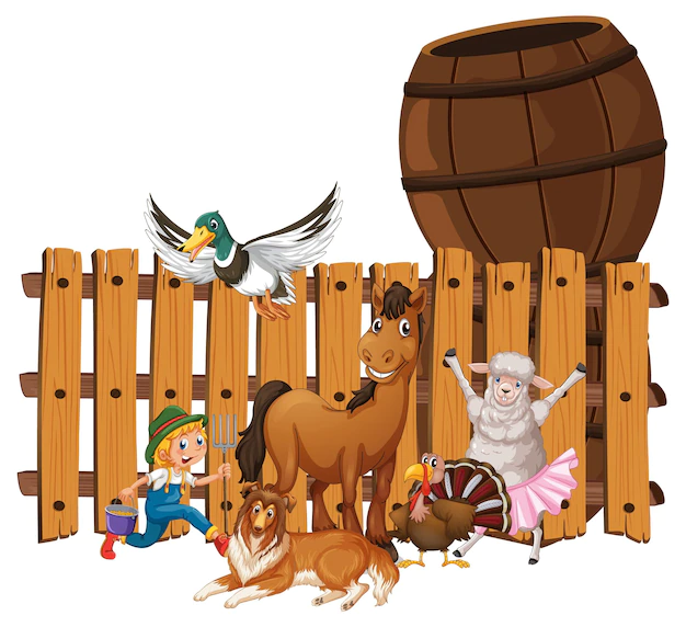 Free Vector | Farm animals on white background