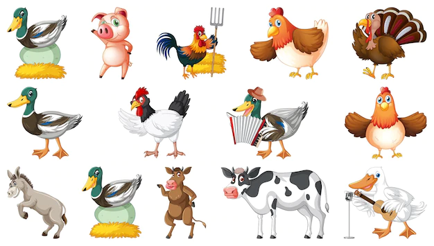 Free Vector | Farm animals on white background