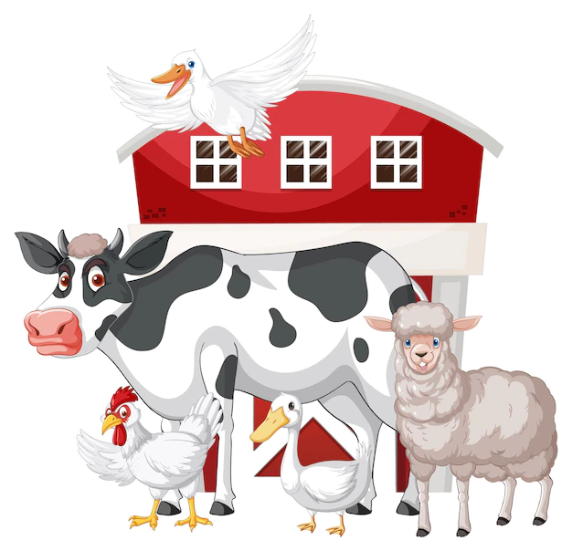 Free Vector | Farming theme with many animals