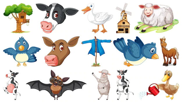 Free Vector | Farm animals on white background