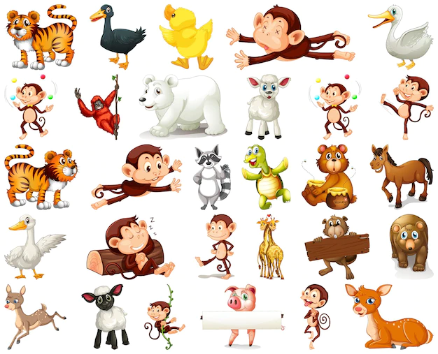 Free Vector | Set of animal cartoon character