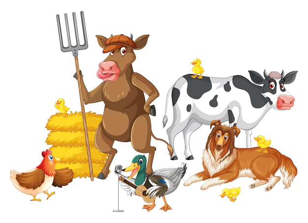 Free Vector | Farm animals on white background