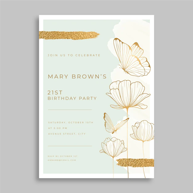 Free Vector | Hand drawn butterfly birthday invitation template