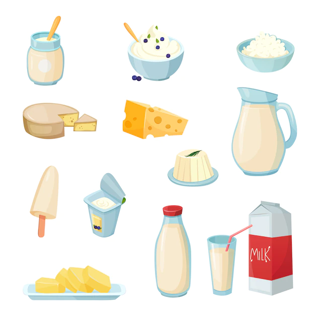 Free Vector | Dairy products set