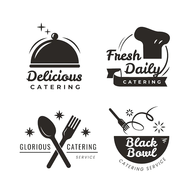 Free Vector | Pack of flat catering logo templates
