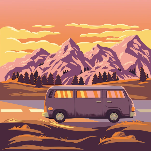 Free Vector | Vector illustration of a mountain landscape