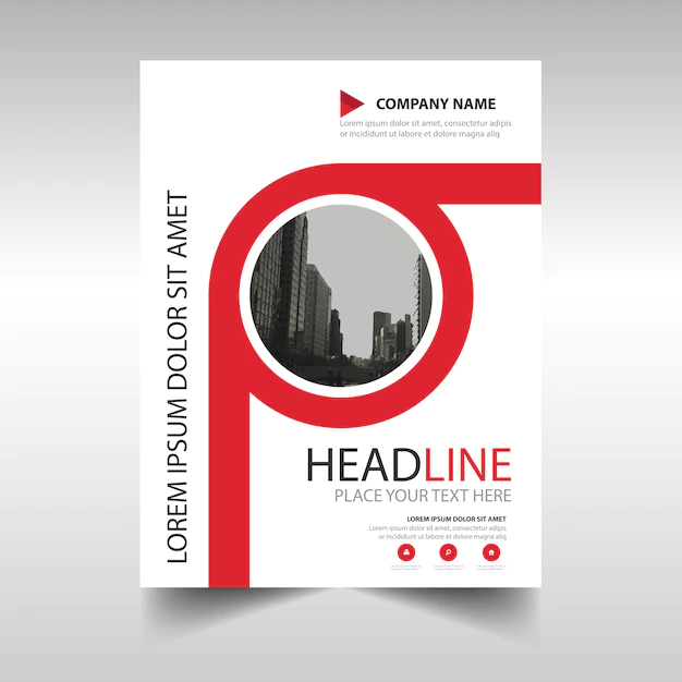 Free Vector | Red annual report book cover template
