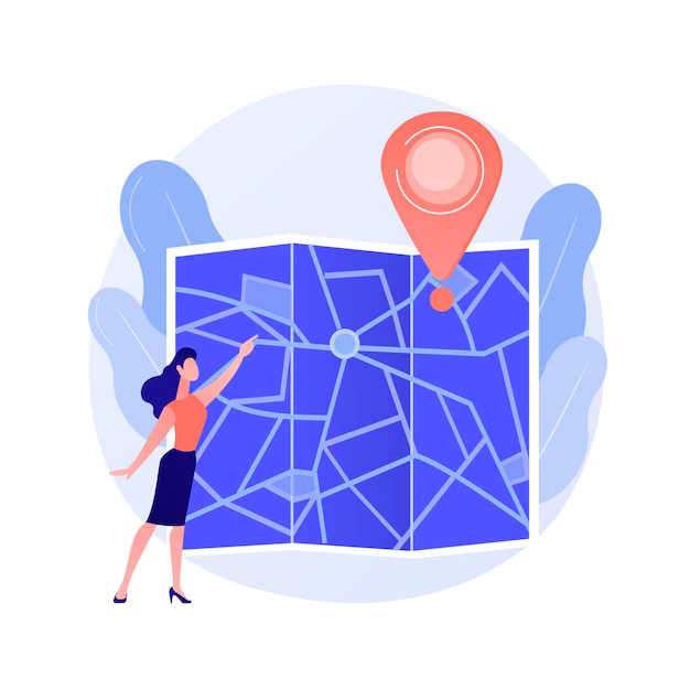 Free Vector | Journey route planning. city travel, urban tourism, cartography idea. girl navigating with paper map cartoon character. old fashioned orientation tool.