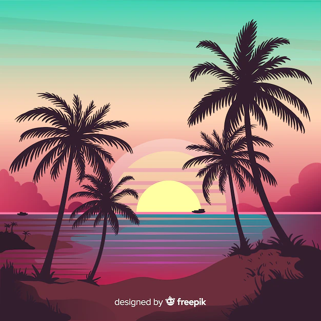 Free Vector | Gradient beach sunset landscape