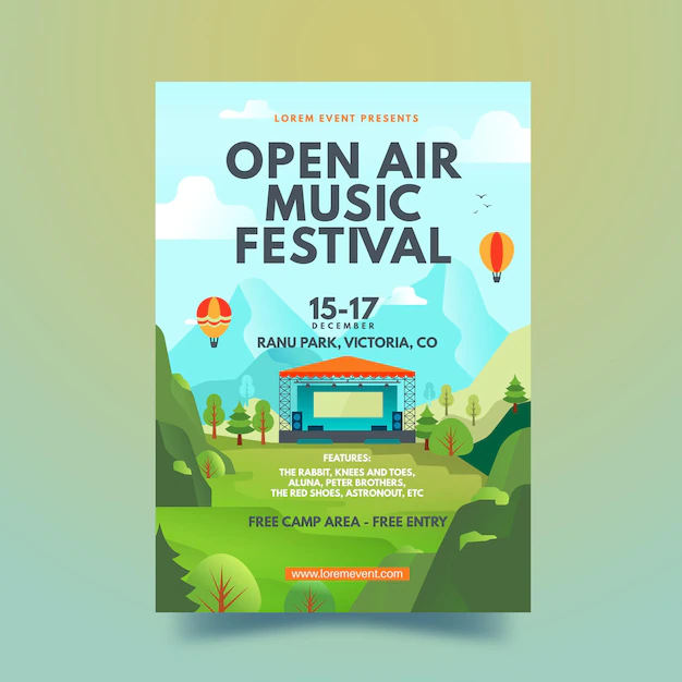 Free Vector | Open air music festival poster
