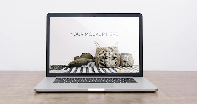 Free PSD | Front view of laptop mock-up for interior decoration