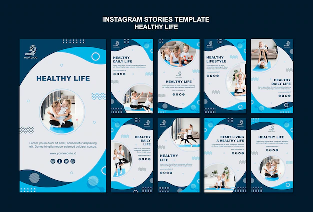 Free PSD | Healthy life concept instagram stories