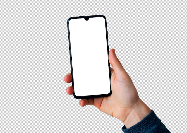 Free PSD | Isolated right hand with smartphone