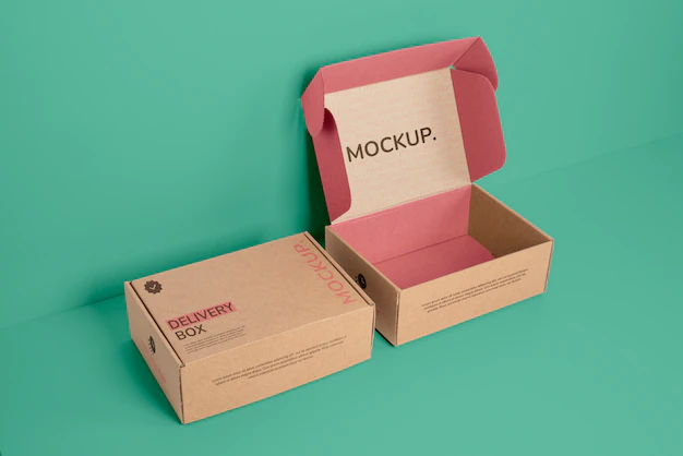 Free PSD | Open and closed mailing box mockup