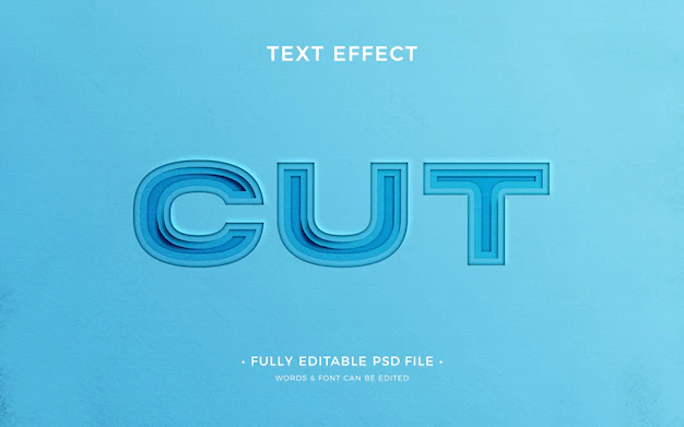 Free PSD | Paper text effect blue background