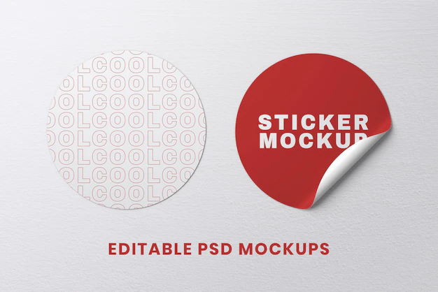 Free PSD | Round sticker design mockup