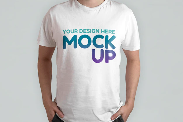 Free PSD | White t-shirt model front view mockup
