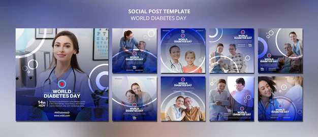 Free PSD | World diabetes day social media posts collection