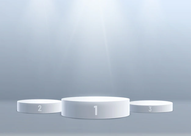 Free Vector | 3d podium  background with light from above. first, second and third place. numeric designation.