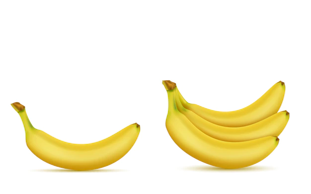Free Vector | 3d realistic tropical banana set. yellow exotic sweet fruit for ad banner, poster