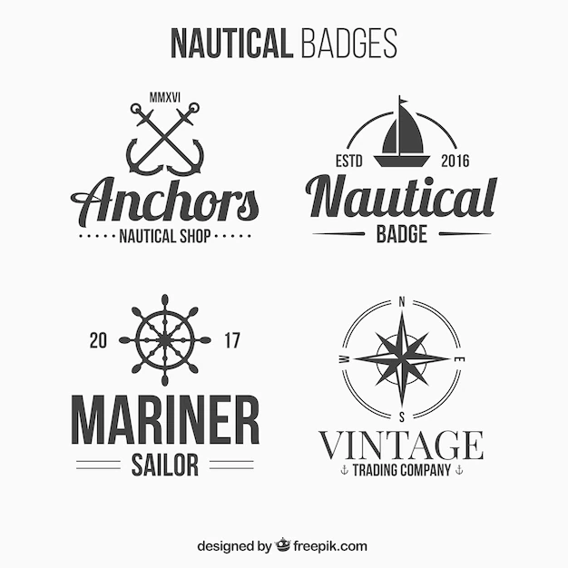 Free Vector | 4 nautical badges