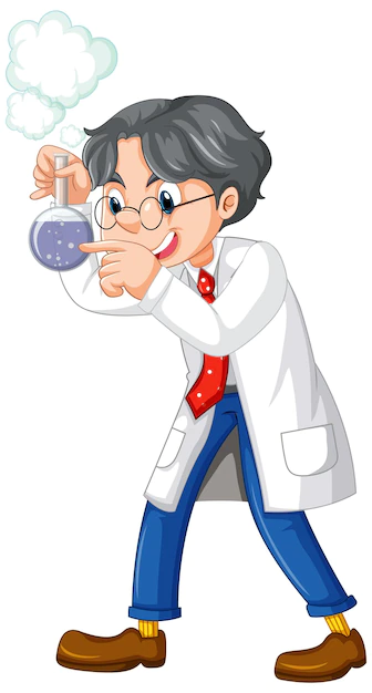 Free Vector | A chemist holding beaker on white background