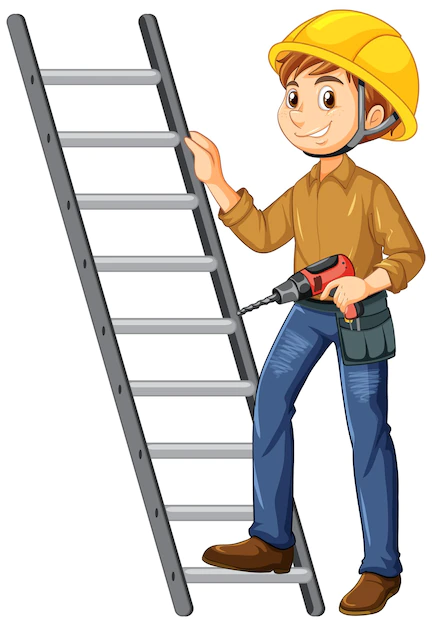 Free Vector | A construction worker with ladder