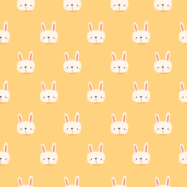 Free Vector | A cute bunny seamless pattern on yellow background