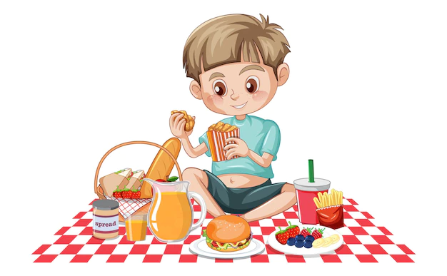 Free Vector | A girl having picnic cartoon