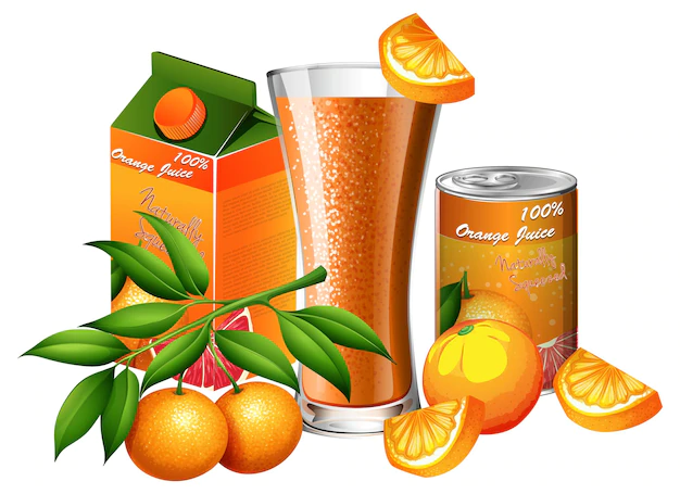 Free Vector | A glass of orange juice with packages